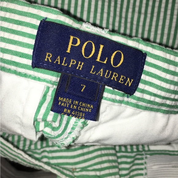 Polo Ralph Lauren size 7 boys EUC green & white stripes - Picture 2 of 3